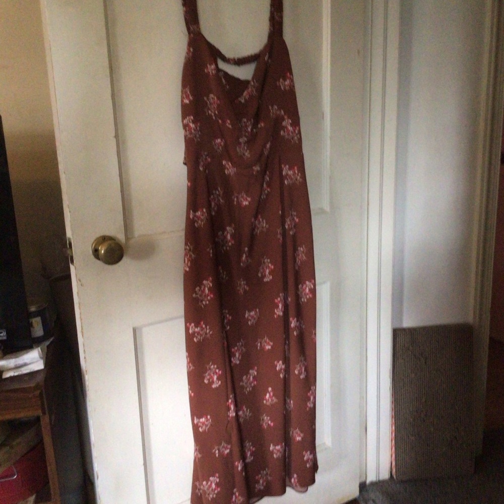 Abercrombie & Fitch Brown Dress with Pink Floral Accents